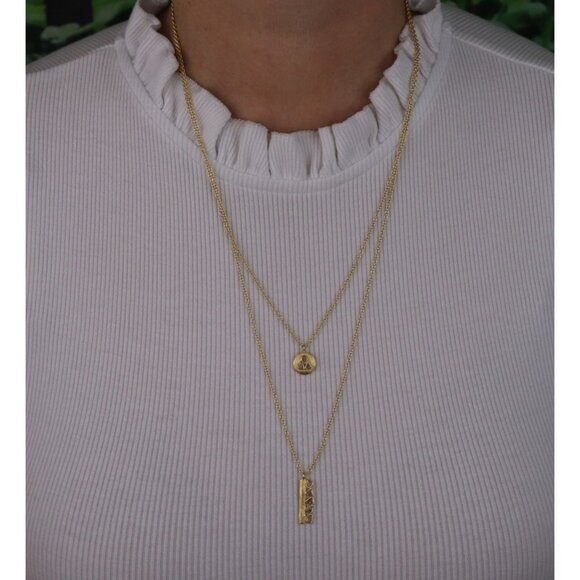 Gold Over Sterling Silver Polki Diamond Slice Layered Necklace 20" to 22" - Picture 4 of 9